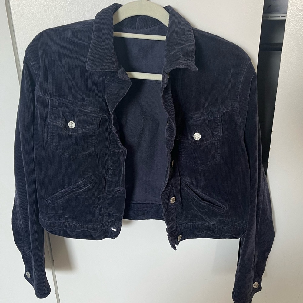 Brandy Melville Mina Blue Corduroy Cropped Jacket